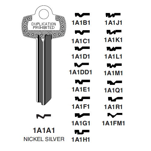 1A1H1 - BEST H Key Blank - 6 or 7 Pin - ILCO - UHS Hardware 1A1H1 - BEST H Key Blank - 6 or 7 Pin - ILCO - UHS Hardware