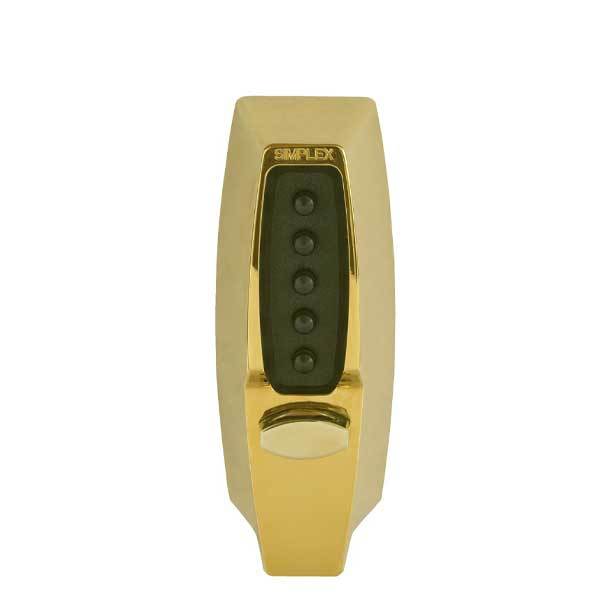 Simplex - 7102 - Mechanical Pushbutton Deadbolt Keyless Lock - 2-3/4" Backset - 03 - Bright Brass - UHS Hardware Simplex - 7102 - Mechanical Pushbutton Deadbolt Keyless Lock - 2-3/4" Backset - 03 - Bright Brass - UHS Hardware