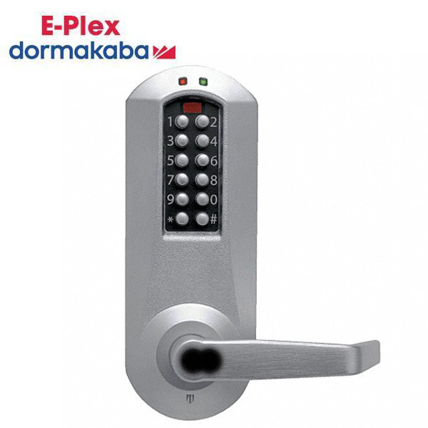 E-Plex - E5010B - Electronic Pushbutton Exit Trim Lever Lock - SFIC - Satin Chrome - Grade 1 - UHS Hardware E-Plex - E5010B - Electronic Pushbutton Exit Trim Lever Lock - SFIC - Satin Chrome - Grade 1 - UHS Hardware