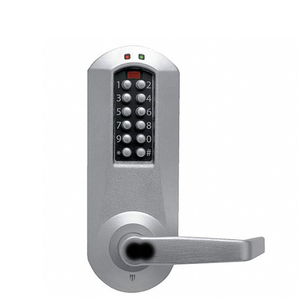 E-Plex - E5010B - Electronic Pushbutton Exit Trim Lever Lock - SFIC - Satin Chrome - Grade 1 - UHS Hardware E-Plex - E5010B - Electronic Pushbutton Exit Trim Lever Lock - SFIC - Satin Chrome - Grade 1 - UHS Hardware