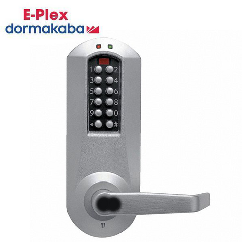 E-Plex - E5031B - Electronic Pushbutton Cylindrical Lever Lock - SFIC - 2¾" Backset - Satin Chrome - Grade 1 - UHS Hardware E-Plex - E5031B - Electronic Pushbutton Cylindrical Lever Lock - SFIC - 2¾" Backset - Satin Chrome - Grade 1 - UHS Hardware