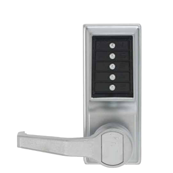 Simplex - LL1011 - Mechanical Pushbutton Cylindrical Lever Lock - 2¾" Backset - Satin Chrome - LH/LHR - UHS Hardware Simplex - LL1011 - Mechanical Pushbutton Cylindrical Lever Lock - 2¾" Backset - Satin Chrome - LH/LHR - UHS Hardware