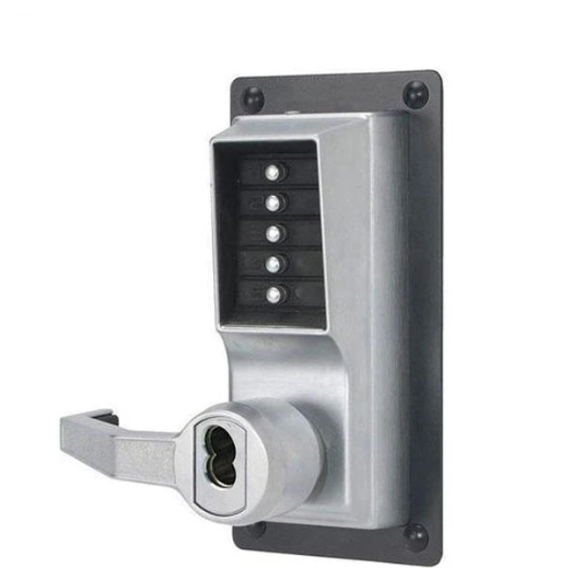 Simplex - LLP1020M - Mechanical Pushbutton Exit Trim Lever Lock - LFIC - 2¾" Tailpiece - Satin Chrome - LH - UHS Hardware Simplex - LLP1020M - Mechanical Pushbutton Exit Trim Lever Lock - LFIC - 2¾" Tailpiece - Satin Chrome - LH - UHS Hardware