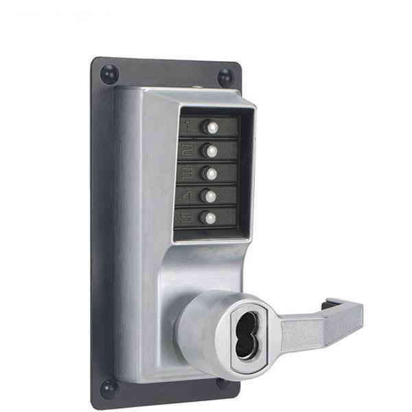 Simplex LRP1020M Mechanical Pushbutton Exit Trim Lever Lock w/ Combination Entry & Medeco (LFIC) - 626 - Satin Chrome w/ Key Override - RH - UHS Hardware Simplex LRP1020M Mechanical Pushbutton Exit Trim Lever Lock w/ Combination Entry & Medeco (LFIC) - 626 - Satin Chrome w/ Key Override - RH - UHS Hardware