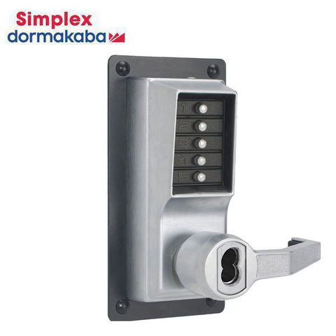 Simplex - LRP1020R - Mechanical Pushbutton Cylindrical Lever Set - LFIC - 2¾" Backset - RHR - Satin Chrome - UHS Hardware Simplex - LRP1020R - Mechanical Pushbutton Cylindrical Lever Set - LFIC - 2¾" Backset - RHR - Satin Chrome - UHS Hardware