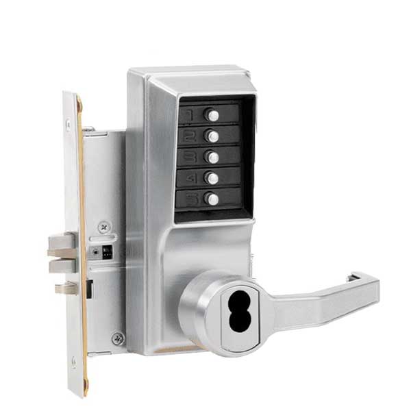 Simplex - R8146B - Mechanical Pushbutton Mortise Lever Set - Combination/Passage/Lockout - SFIC - 2¾" Backset - Satin Chrome - RH - UHS Hardware Simplex - R8146B - Mechanical Pushbutton Mortise Lever Set - Combination/Passage/Lockout - SFIC - 2¾" Backset - Satin Chrome - RH - UHS Hardware