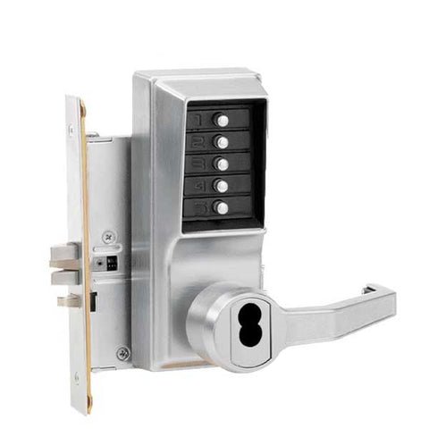 Simplex - R8146B - Mechanical Pushbutton Mortise Lever Set - Combination/Passage/Lockout - SFIC - 2¾" Backset - Satin Chrome - RH - UHS Hardware Simplex - R8146B - Mechanical Pushbutton Mortise Lever Set - Combination/Passage/Lockout - SFIC - 2¾" Backset - Satin Chrome - RH - UHS Hardware