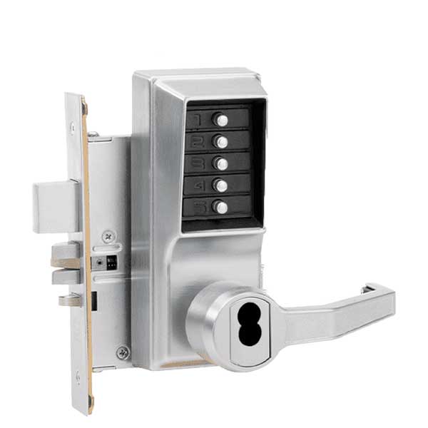 Simplex - R8148B - Mechanical Pushbutton Mortise Lever Set - Combination/Passage/Lockout/Deadbolt - SFIC - 2¾" Backset - Satin Chrome - RH - UHS Hardware Simplex - R8148B - Mechanical Pushbutton Mortise Lever Set - Combination/Passage/Lockout/Deadbolt - SFIC - 2¾" Backset - Satin Chrome - RH - UHS Hardware