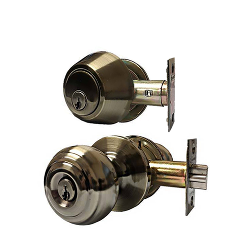 Premium Combo Lockset - Knob & Deadbolt - Entrance - Antique Brass - Retail Packaging - SC1 - Grade 3 - UHS Hardware Premium Combo Lockset - Knob & Deadbolt - Entrance - Antique Brass - Retail Packaging - SC1 - Grade 3 - UHS Hardware