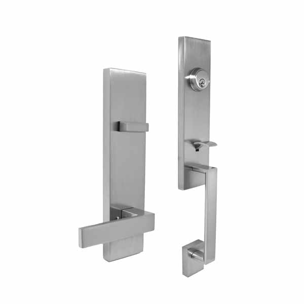 Premium Square Contemporary Design Handleset w/ Lever - Satin Silver - SC1 - UHS Hardware Premium Square Contemporary Design Handleset w/ Lever - Satin Silver - SC1 - UHS Hardware