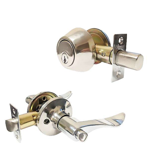 Premium Combo Lockset with Lever - Single Sided Deadbolt - Bright Chrome - SC1 - UHS Hardware Premium Combo Lockset with Lever - Single Sided Deadbolt - Bright Chrome - SC1 - UHS Hardware