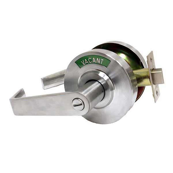 Commercial Lever Handle - 2-3/4” - 2-3/8" Backset - Satin Chrome - Privacy with Indicator - Grade 2 - UHS Hardware Commercial Lever Handle - 2-3/4” - 2-3/8" Backset - Satin Chrome - Privacy with Indicator - Grade 2 - UHS Hardware
