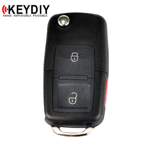 KEYDIY - VW Style - 3-Button Flip Key Blank - Black (KD-B01-2+1) - UHS Hardware KEYDIY - VW Style - 3-Button Flip Key Blank - Black (KD-B01-2+1) - UHS Hardware