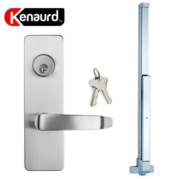 Heavy Duty Panic Bar / Exit Device + Trim Lever Handle w/ Cylinder & Plate Lockset - UHS Hardware