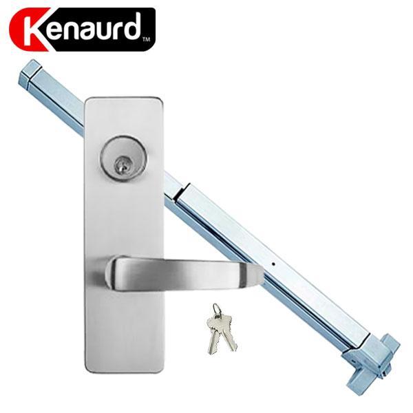 Heavy Duty Panic Bar / Exit Device + Trim Lever Handle w/ Cylinder & Plate Lockset - UHS Hardware