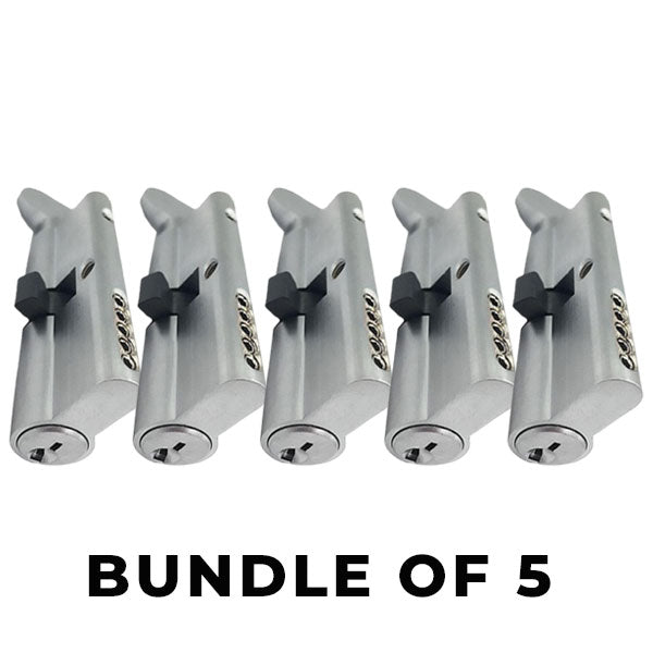 5 x Profile Cylinder - Single Sided - Thumb Turn - 26D - Satin Chrome - 70mm - SC1 (BUNDLE OF 5) - UHS Hardware 5 x Profile Cylinder - Single Sided - Thumb Turn - 26D - Satin Chrome - 70mm - SC1 (BUNDLE OF 5) - UHS Hardware