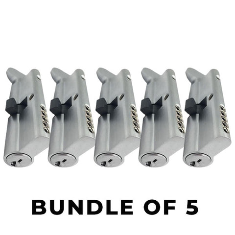 5 x Profile Cylinder - Single Sided - Thumb Turn - 26D - Satin Chrome - 70mm - SC1 (BUNDLE OF 5) - UHS Hardware 5 x Profile Cylinder - Single Sided - Thumb Turn - 26D - Satin Chrome - 70mm - SC1 (BUNDLE OF 5) - UHS Hardware