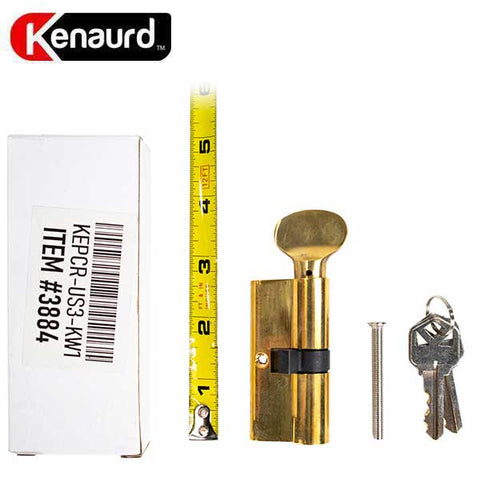 Profile Cylinder – Single Sided – Thumb Turn – US3 – Polished Brass - (SC1 / KW1) ( 2-3/4" 70mm ) - UHS Hardware Profile Cylinder – Single Sided – Thumb Turn – US3 – Polished Brass - (SC1 / KW1) ( 2-3/4" 70mm ) - UHS Hardware
