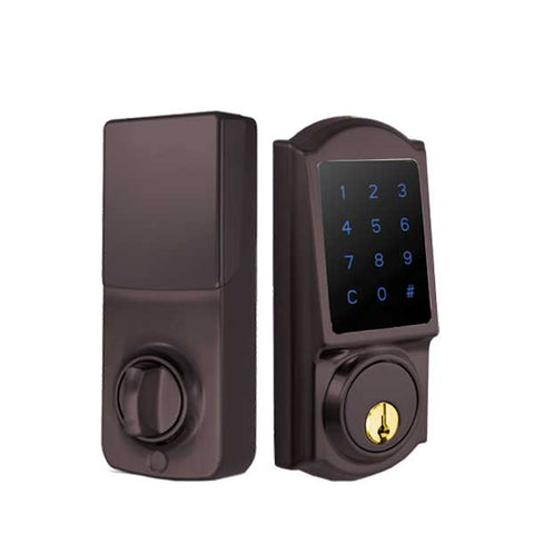 Premium Electronic Touchscreen Deadbolt w/ Key Override & Z-Wave Technology - Grade 2 - Oil Rubbed Bronze- SC1/KW1 - UHS Hardware Premium Electronic Touchscreen Deadbolt w/ Key Override & Z-Wave Technology - Grade 2 - Oil Rubbed Bronze- SC1/KW1 - UHS Hardware