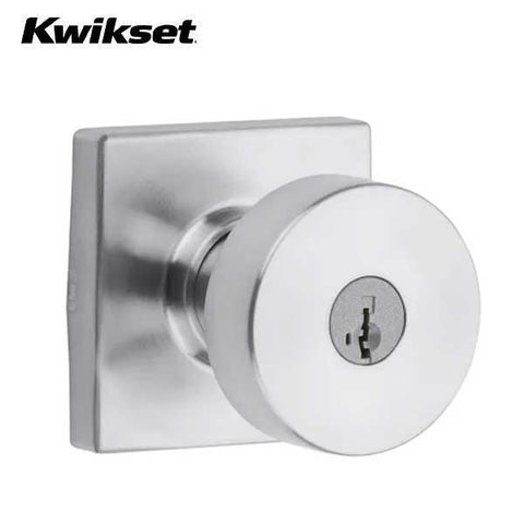 Kwikset - 740PSK - Pismo Knob - Square Rose - Entrance - 26D - Satin Chrome - SmartKey Technology - Grade 3 - UHS Hardware Kwikset - 740PSK - Pismo Knob - Square Rose - Entrance - 26D - Satin Chrome - SmartKey Technology - Grade 3 - UHS Hardware