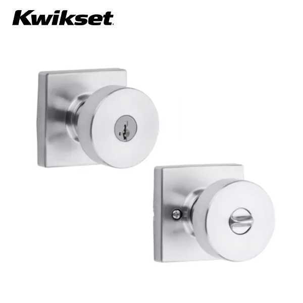 Kwikset - 740PSK - Pismo Knob - Square Rose - Entrance - 26D - Satin Chrome - SmartKey Technology - Grade 3 - UHS Hardware Kwikset - 740PSK - Pismo Knob - Square Rose - Entrance - 26D - Satin Chrome - SmartKey Technology - Grade 3 - UHS Hardware
