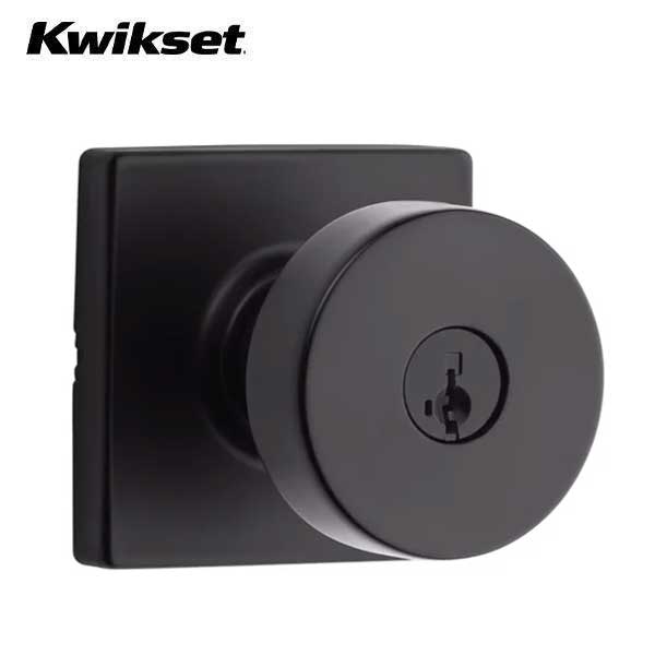 Kwikset - 740PSK - Pismo Knob - Square Rose - Entrance - 514 - Matte Black - SmartKey Technology - Grade 3 - UHS Hardware Kwikset - 740PSK - Pismo Knob - Square Rose - Entrance - 514 - Matte Black - SmartKey Technology - Grade 3 - UHS Hardware