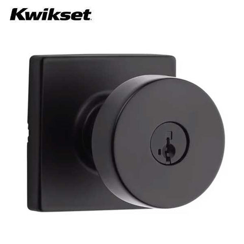 Kwikset - 740PSK - Pismo Knob - Square Rose - Entrance - 514 - Matte Black - SmartKey Technology - Grade 3 - UHS Hardware Kwikset - 740PSK - Pismo Knob - Square Rose - Entrance - 514 - Matte Black - SmartKey Technology - Grade 3 - UHS Hardware