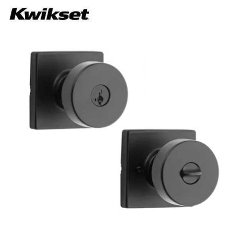 Kwikset - 740PSK - Pismo Knob - Square Rose - Entrance - 514 - Matte Black - SmartKey Technology - Grade 3 - UHS Hardware Kwikset - 740PSK - Pismo Knob - Square Rose - Entrance - 514 - Matte Black - SmartKey Technology - Grade 3 - UHS Hardware