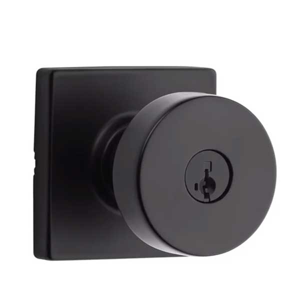 Kwikset - 740PSK - Pismo Knob - Square Rose - Entrance - 514 - Matte Black - SmartKey Technology - Grade 3 - UHS Hardware Kwikset - 740PSK - Pismo Knob - Square Rose - Entrance - 514 - Matte Black - SmartKey Technology - Grade 3 - UHS Hardware