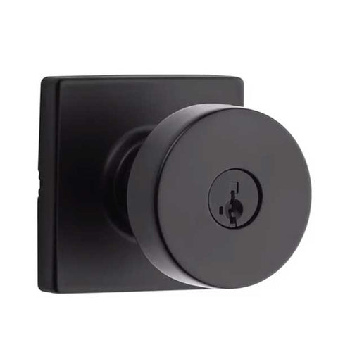 Kwikset - 740PSK - Pismo Knob - Square Rose - Entrance - 514 - Matte Black - SmartKey Technology - Grade 3 - UHS Hardware Kwikset - 740PSK - Pismo Knob - Square Rose - Entrance - 514 - Matte Black - SmartKey Technology - Grade 3 - UHS Hardware