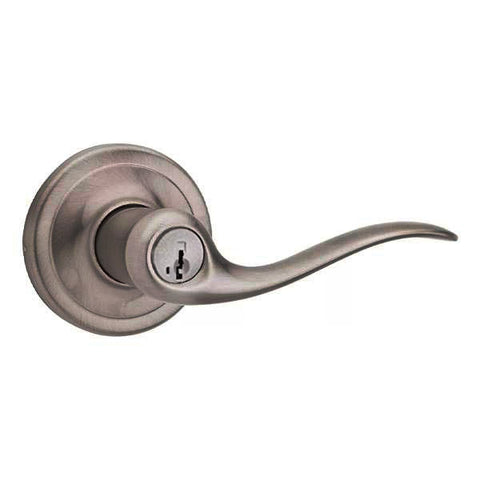 Kwikset - 740TNL - Tustin Lever - Round Rose - 15A - Antique Nickel - Entrance - SmartKey Technology - Grade 2 - UHS Hardware Kwikset - 740TNL - Tustin Lever - Round Rose - 15A - Antique Nickel - Entrance - SmartKey Technology - Grade 2 - UHS Hardware