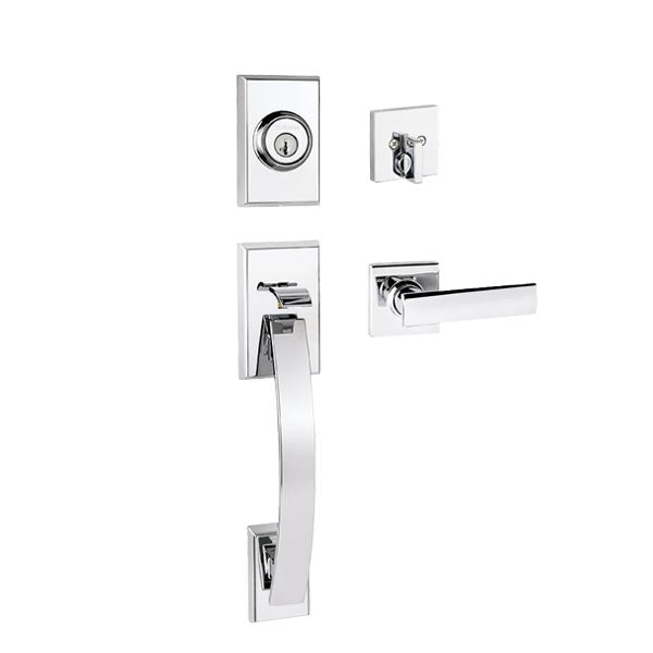 Kwikset - 800TVHXVDL - Tavaris Handleset w/ Vedani Lever - Rectangle Rose - Entrance - KW1 - SmartKey Technology - Grade 1 - UHS Hardware