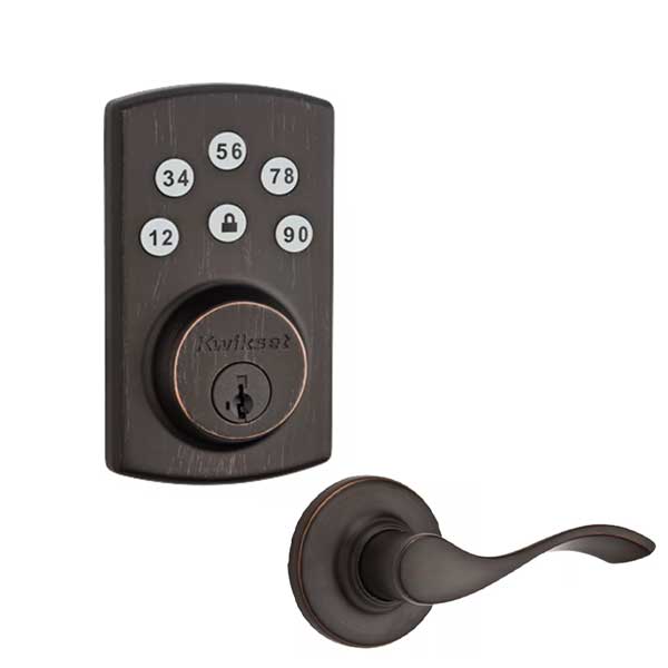 Kwikset - Powerbolt2 Electronic Deadbolt with Balboa Lever - US11P - Venetian Bronze - UHS Hardware Kwikset - Powerbolt2 Electronic Deadbolt with Balboa Lever - US11P - Venetian Bronze - UHS Hardware
