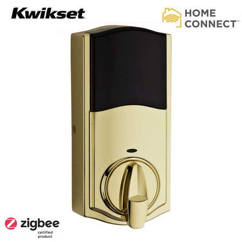 Kwikset - SmartCode 914 - Electronic Traditional Deadbolt w/ Home Connect / Zigbee / SmartKey - L03 - Polished Brass - UHS Hardware Kwikset - SmartCode 914 - Electronic Traditional Deadbolt w/ Home Connect / Zigbee / SmartKey - L03 - Polished Brass - UHS Hardware