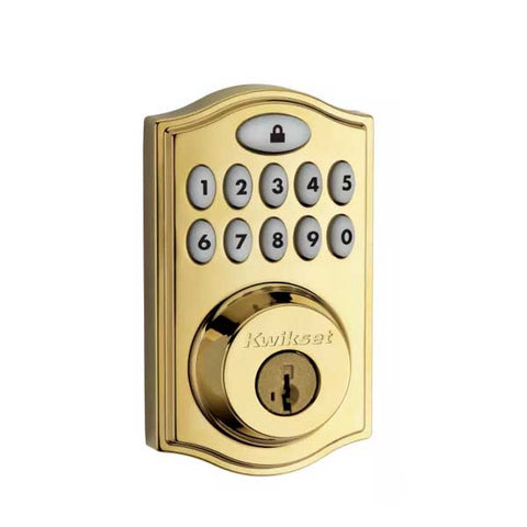Kwikset - SmartCode 914 - Electronic Traditional Deadbolt w/ Home Connect / Zigbee / SmartKey - L03 - Polished Brass - UHS Hardware Kwikset - SmartCode 914 - Electronic Traditional Deadbolt w/ Home Connect / Zigbee / SmartKey - L03 - Polished Brass - UHS Hardware