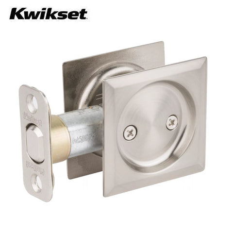 Kwikset - 93340 - Square Pocket Door Lock - Passage - 15 - Satin Nickel - UHS Hardware Kwikset - 93340 - Square Pocket Door Lock - Passage - 15 - Satin Nickel - UHS Hardware