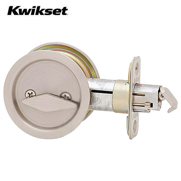 Kwikset - 93350 - Round Pocket Door Lock - Privacy - 15 - Satin Nickel - UHS Hardware Kwikset - 93350 - Round Pocket Door Lock - Privacy - 15 - Satin Nickel - UHS Hardware