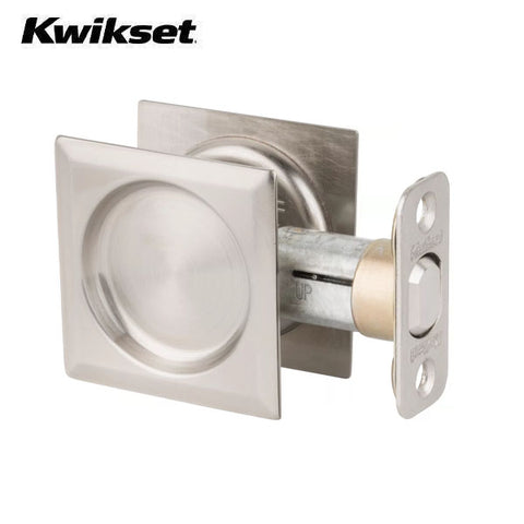Kwikset - 93340 - Square Pocket Door Lock - Passage - 15 - Satin Nickel - UHS Hardware Kwikset - 93340 - Square Pocket Door Lock - Passage - 15 - Satin Nickel - UHS Hardware
