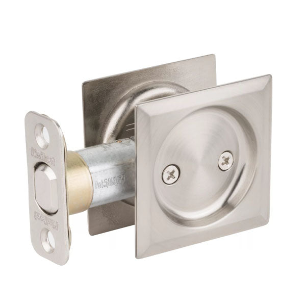 Kwikset - 93340 - Square Pocket Door Lock - Passage - 15 - Satin Nickel - UHS Hardware Kwikset - 93340 - Square Pocket Door Lock - Passage - 15 - Satin Nickel - UHS Hardware
