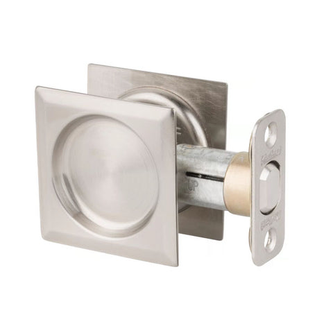 Kwikset - 93340 - Square Pocket Door Lock - Passage - 15 - Satin Nickel - UHS Hardware Kwikset - 93340 - Square Pocket Door Lock - Passage - 15 - Satin Nickel - UHS Hardware