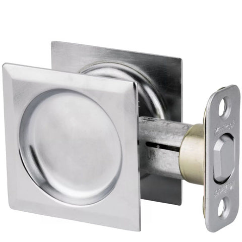 Kwikset - 93340 - Square Pocket Door Lock - Passage - 26D - Satin Chrome - UHS Hardware Kwikset - 93340 - Square Pocket Door Lock - Passage - 26D - Satin Chrome - UHS Hardware
