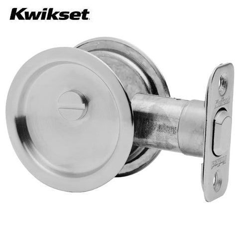 Kwikset - 93350 - Round Pocket Door Lock - Privacy - 26D - Satin Chrome - UHS Hardware Kwikset - 93350 - Round Pocket Door Lock - Privacy - 26D - Satin Chrome - UHS Hardware