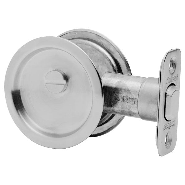 Kwikset - 93350 - Round Pocket Door Lock - Privacy - 26D - Satin Chrome - UHS Hardware Kwikset - 93350 - Round Pocket Door Lock - Privacy - 26D - Satin Chrome - UHS Hardware