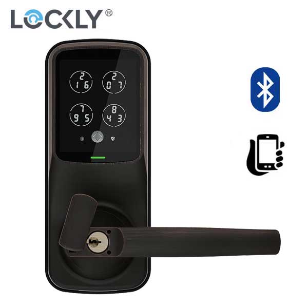 Lockly - PGD628VB - Secure Biometric Electronic Lever Set Latch - Bluetooth - Venetian Bronze - UHS Hardware Lockly - PGD628VB - Secure Biometric Electronic Lever Set Latch - Bluetooth - Venetian Bronze - UHS Hardware