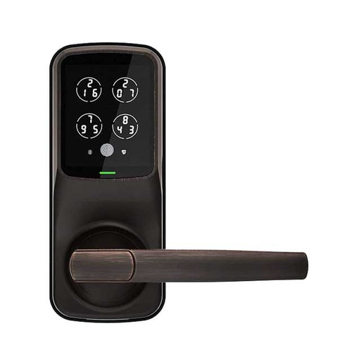 Lockly - PGD628VB - Secure Biometric Electronic Lever Set Latch - Bluetooth - Venetian Bronze - UHS Hardware Lockly - PGD628VB - Secure Biometric Electronic Lever Set Latch - Bluetooth - Venetian Bronze - UHS Hardware