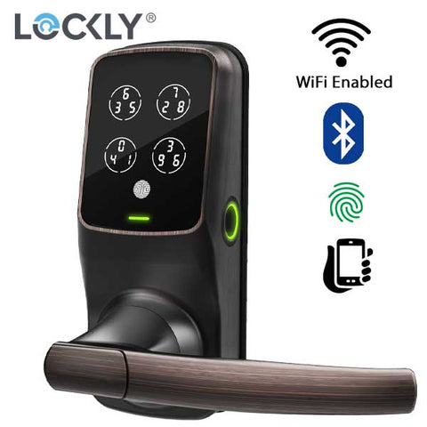 Lockly - PGD628WVB - Secure PRO Biometric Electronic Lever Latch - Fingerprint Reader - Bluetooth - WiFi Hub - Venetian Bronze - UHS Hardware Lockly - PGD628WVB - Secure PRO Biometric Electronic Lever Latch - Fingerprint Reader - Bluetooth - WiFi Hub - Venetian Bronze - UHS Hardware