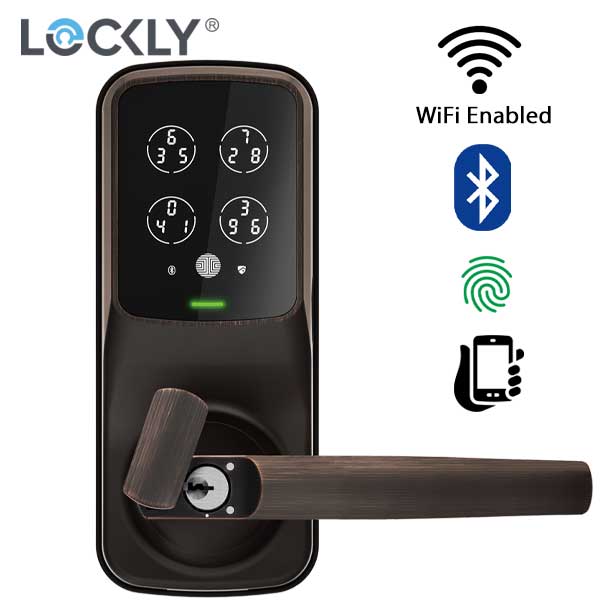 Lockly - PGD628WVB - Secure PRO Biometric Electronic Lever Latch - Fingerprint Reader - Bluetooth - WiFi Hub - Venetian Bronze - UHS Hardware Lockly - PGD628WVB - Secure PRO Biometric Electronic Lever Latch - Fingerprint Reader - Bluetooth - WiFi Hub - Venetian Bronze - UHS Hardware