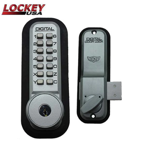 Lockey - 2200-KO - Narrow-Stile Mechanical Keypad Keyless Deadbolt Lock - Surface Mount - w/ Key Override - UHS Hardware Lockey - 2200-KO - Narrow-Stile Mechanical Keypad Keyless Deadbolt Lock - Surface Mount - w/ Key Override - UHS Hardware