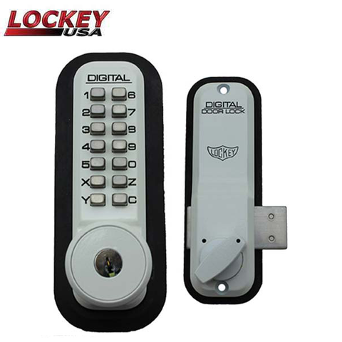 Lockey - 2200-KO - Narrow-Stile Mechanical Keypad Keyless Deadbolt Lock - Surface Mount - w/ Key Override - UHS Hardware Lockey - 2200-KO - Narrow-Stile Mechanical Keypad Keyless Deadbolt Lock - Surface Mount - w/ Key Override - UHS Hardware
