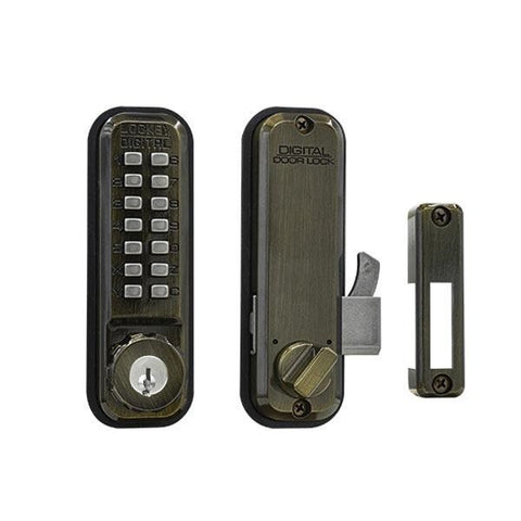 Lockey - 2500-KO - Mechanical Keypad - Keyless Hook Bolt Lock - w/ Key Override - for Sliding Glass Doors - UHS Hardware Lockey - 2500-KO - Mechanical Keypad - Keyless Hook Bolt Lock - w/ Key Override - for Sliding Glass Doors - UHS Hardware